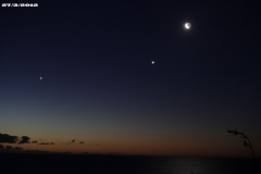 Conjunction of the crescent Moon, Venus and Jupiter.